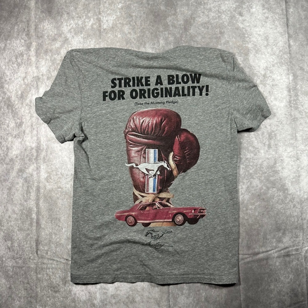 Lucky Brand Ford Mustang Graphic‎ Tee Mens Medium Gray Strike A Blow Originality - Picture 2 of 5